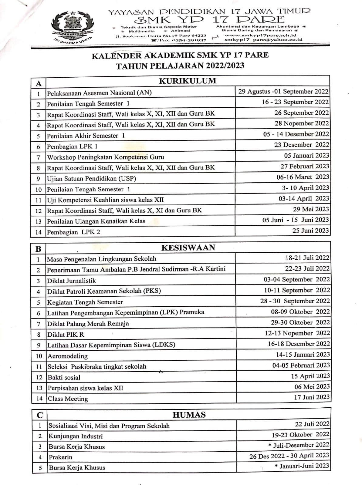 Program Wakil Kepala Sekolah